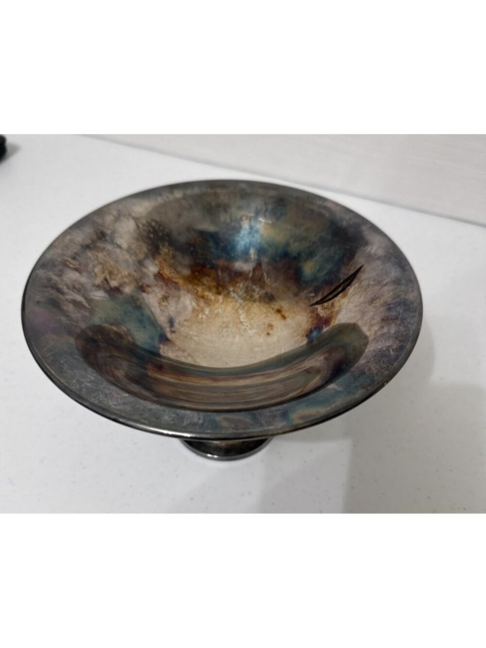 Vtg Oneida Silverplate Pedestal Compote Candy Nut Dish USA Holiday Collectible
